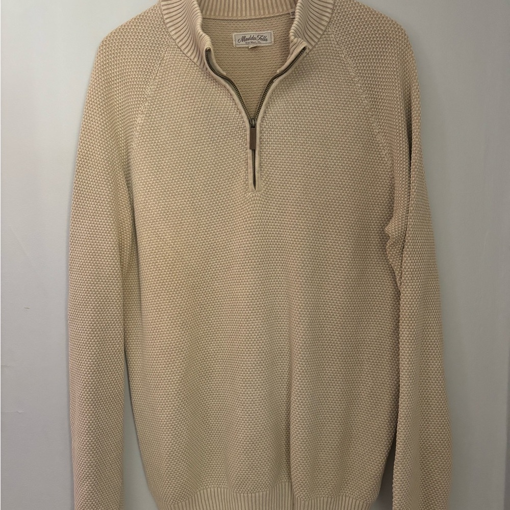 Men's Beige Sweater with Half-Zip